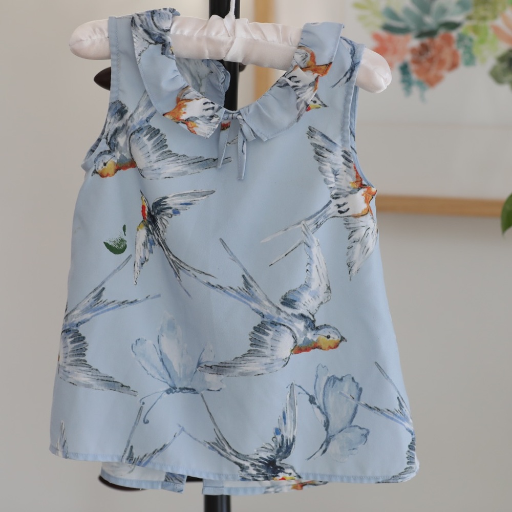 Painted bluebird blouse by Next